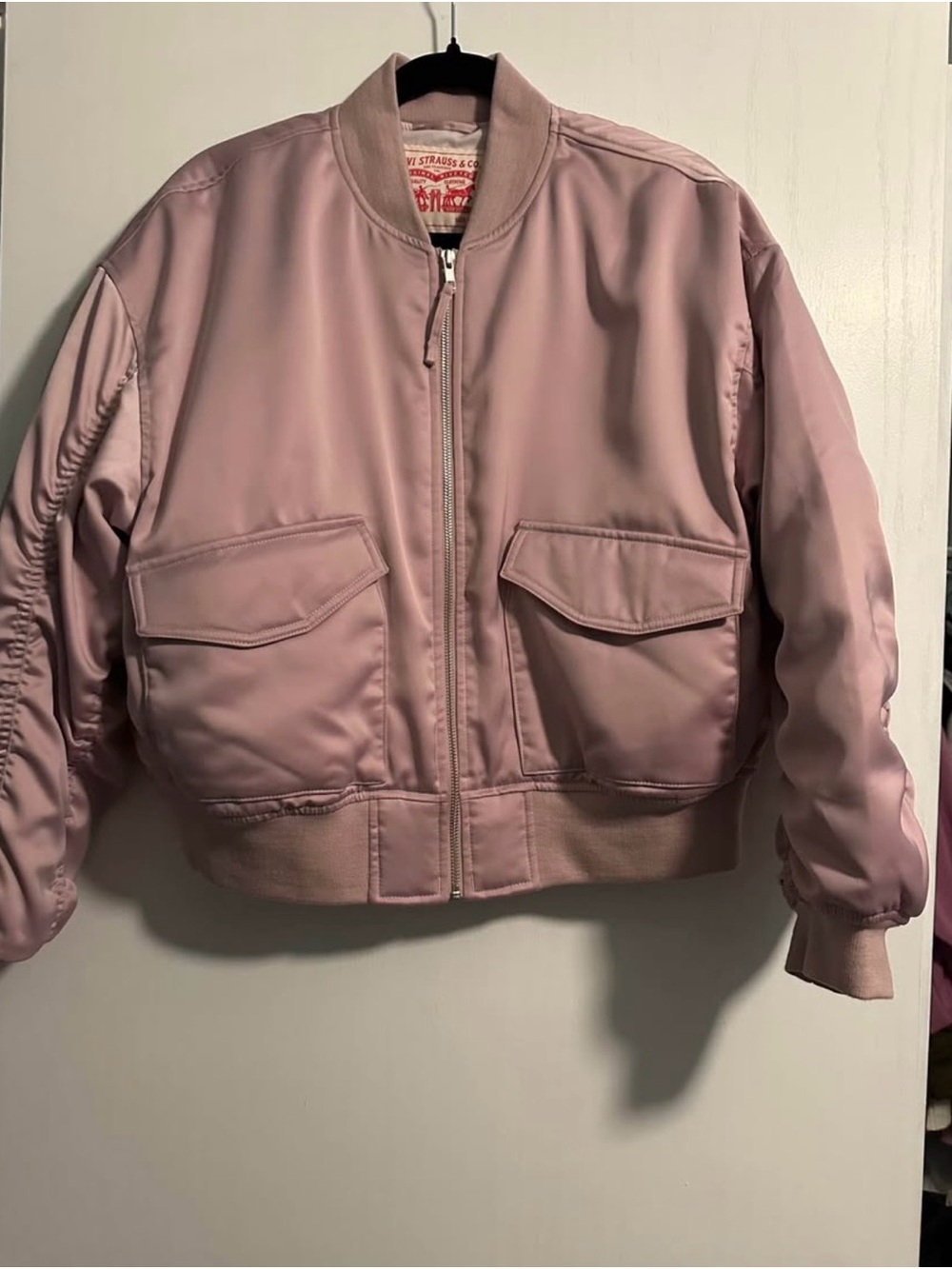 Levi's Dusty Pink Women's Bomber Jacket - Cropped Utility Style